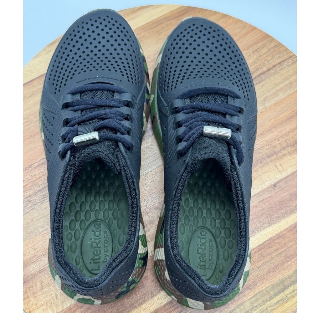 Crocs LiteRide Pacer Women's Size 6 Black Camo 206494 Low Top Shoes  0606 - Picture 3 of 7